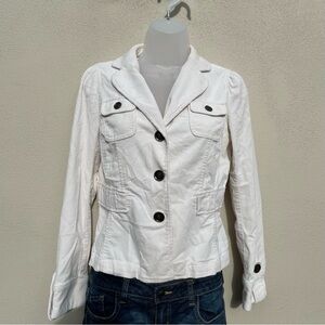 LOFT White Utility Jacket with Button Details